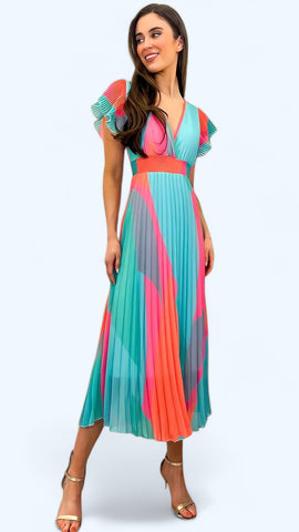 4-A1350 Thelma Fan Print Dress