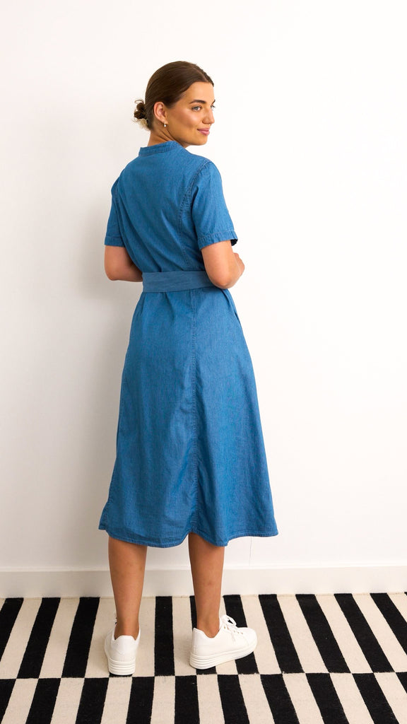 4-A2446B Shauna Denim Shirt Dress