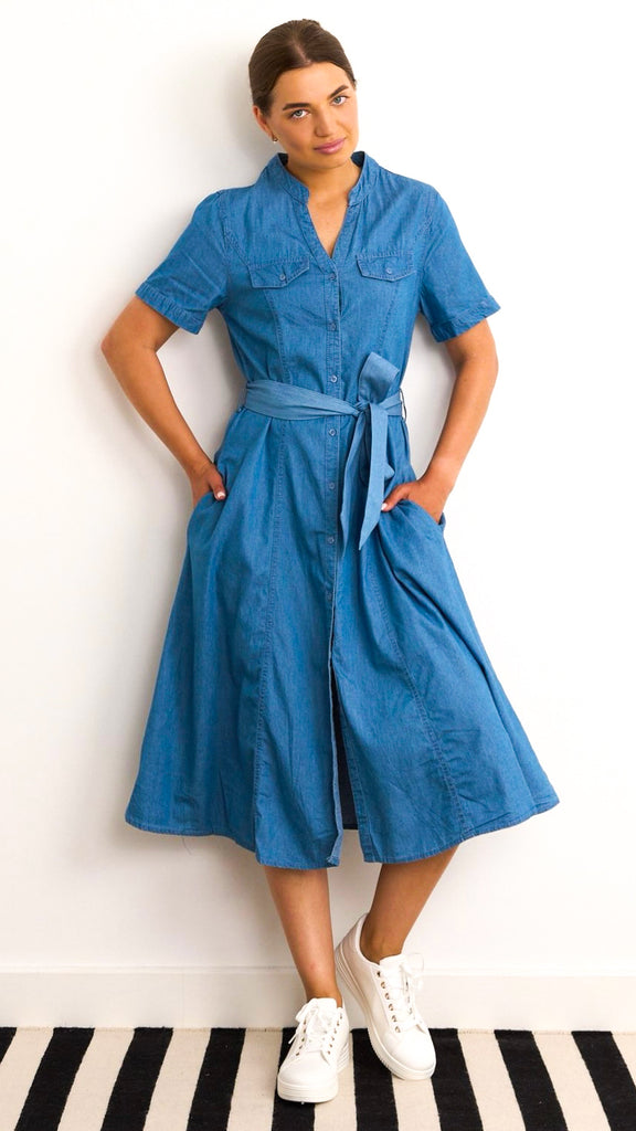 4-A2446B Shauna Denim Shirt Dress