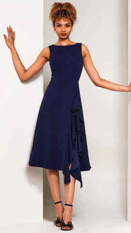 4-A1585 Naikita Asymmetrical Frill Dress