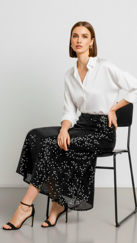 A2649 Black Sequin Skirt