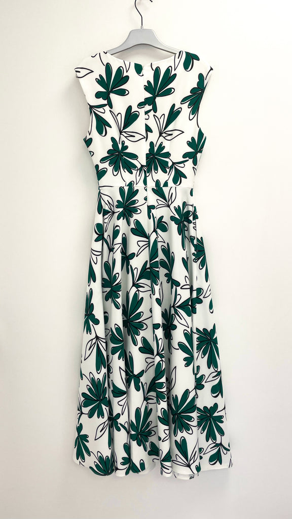 4-A2196CC Shakira Green/White Print Flare Dress