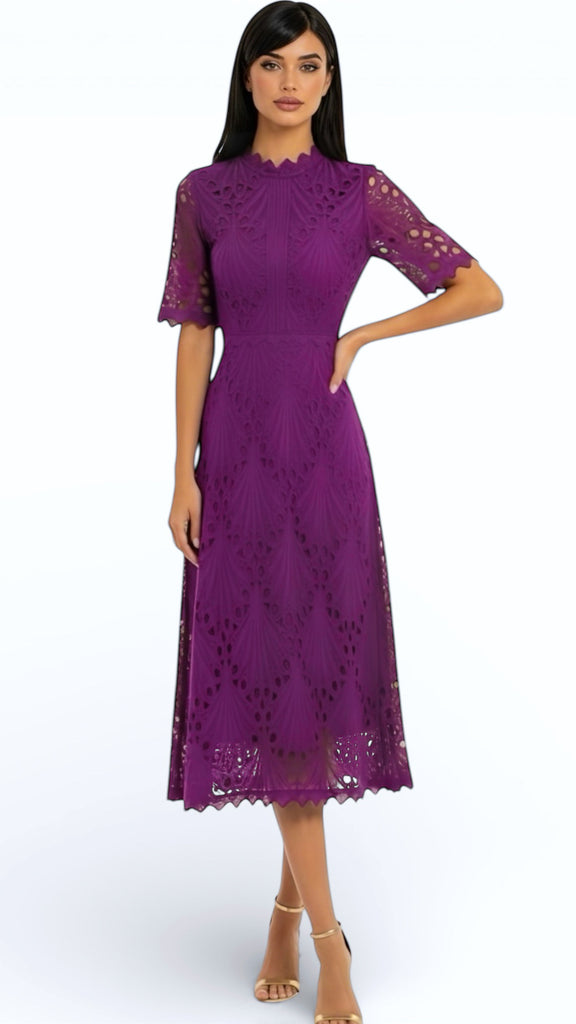 A2857 Evie Mauve Crochet Dress