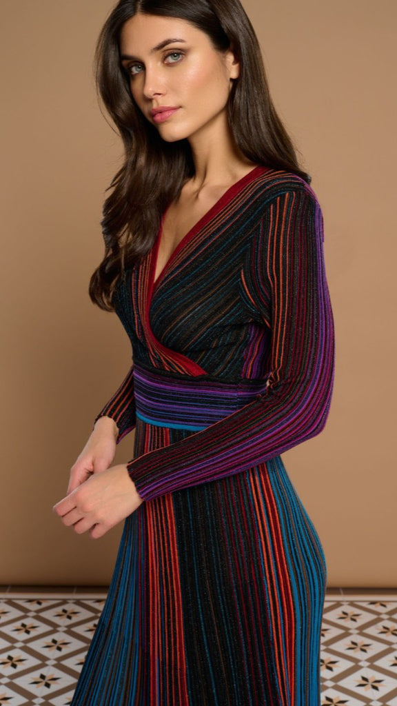 A2650 Multi Fine Knit Midi Dress