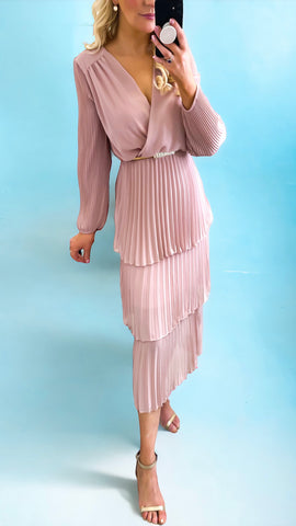 A1498 Candy Pink Sleeved Loose Top Dress