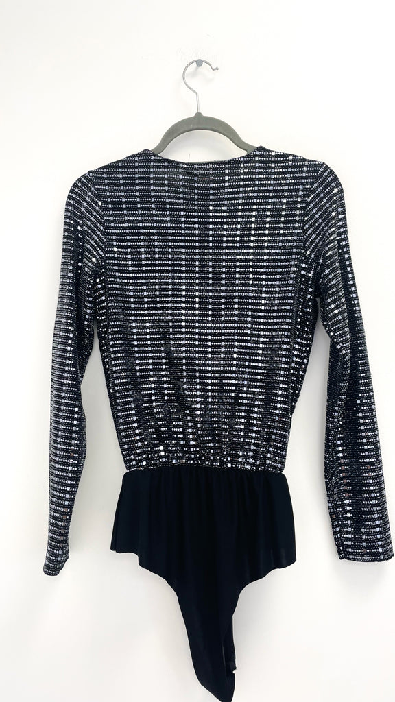 A2512 Julika Silver Sequin Bodysuit