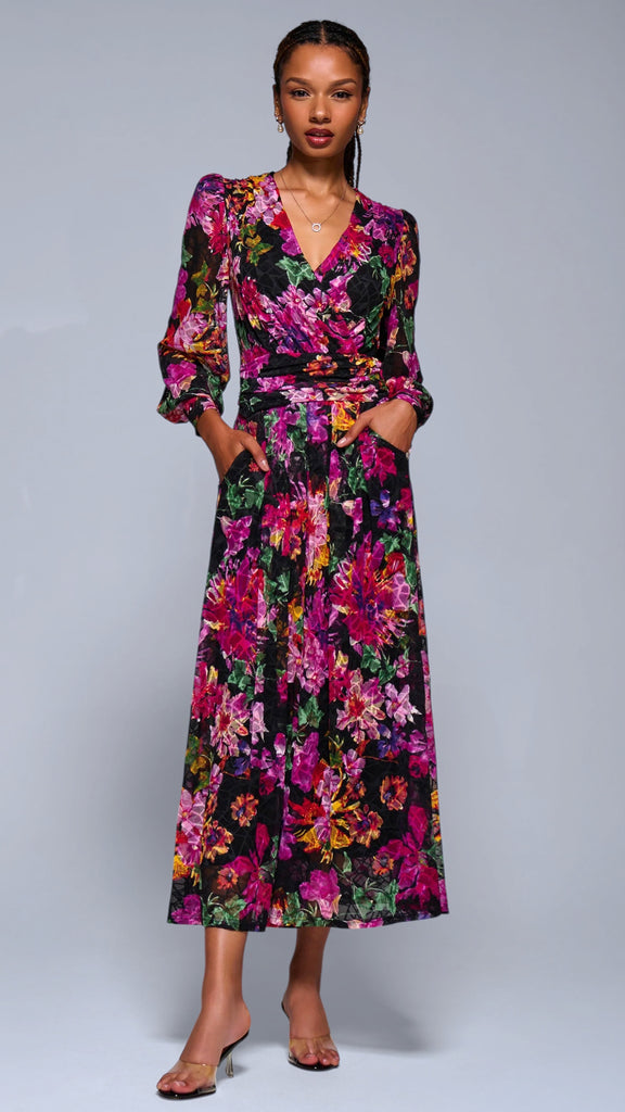 A2888 Riona Purple Floral Midi Dress