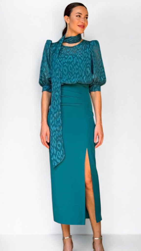 4-A2025 Shannon Teal Midi Dress