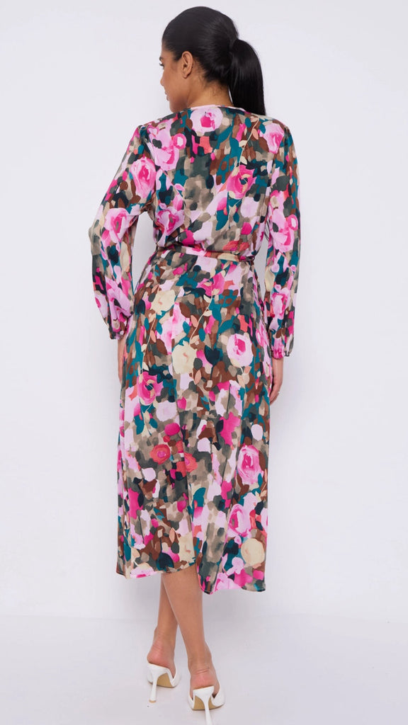 5-A2819 Rose Print Midi Dress