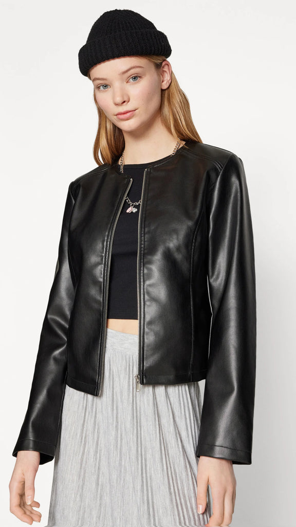 4-A2122 Vially Faux Leather Jacket Black