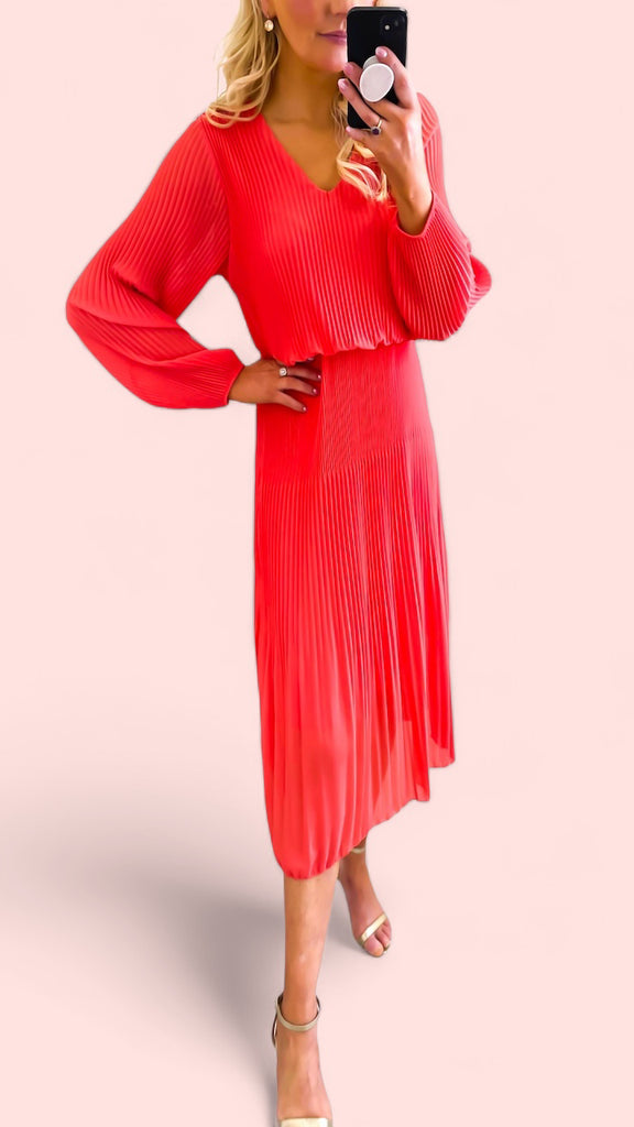 A1545 Coral Sleeved Loose Top Dress