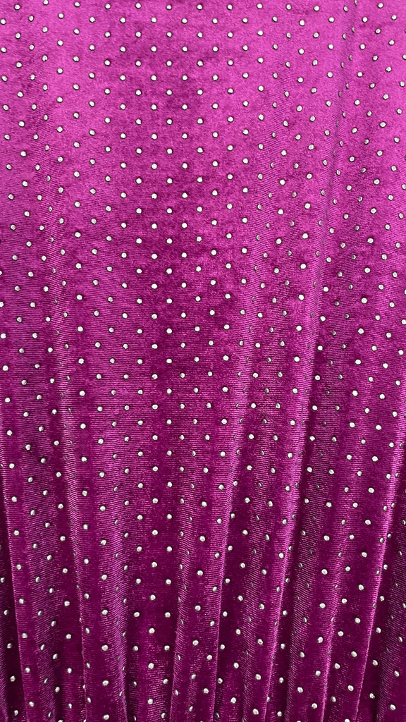 A2591 Plum Sparkle Velvet Pleat Dress