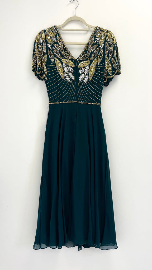 A2543 Nessi Green/Gold Embellished Dress