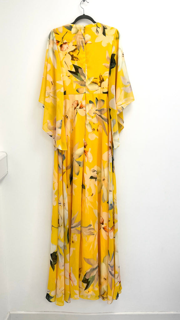 4-A2288 Mathea Yellow Print Maxi Dress