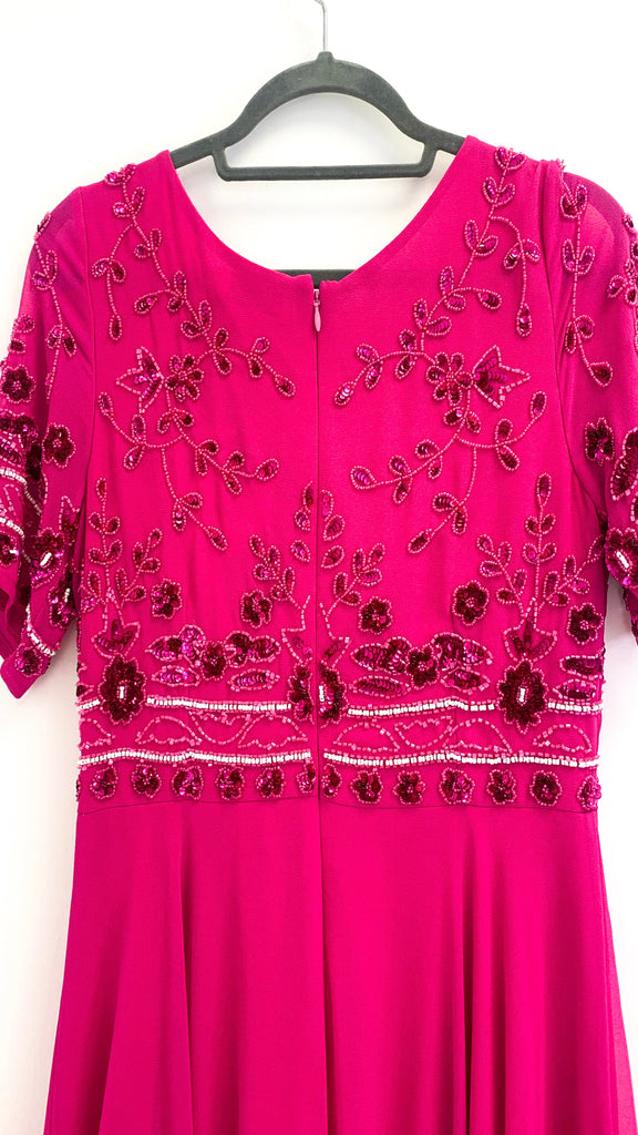 4-A2233 Libra Pink Embellished Flare Dress