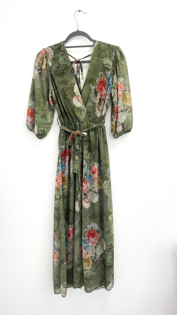 4-A2431 Davina Khaki Floral Dress