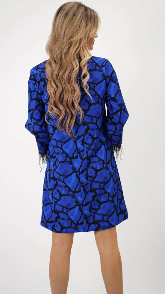 A2571 Celeste Royal Shift Feather Dress