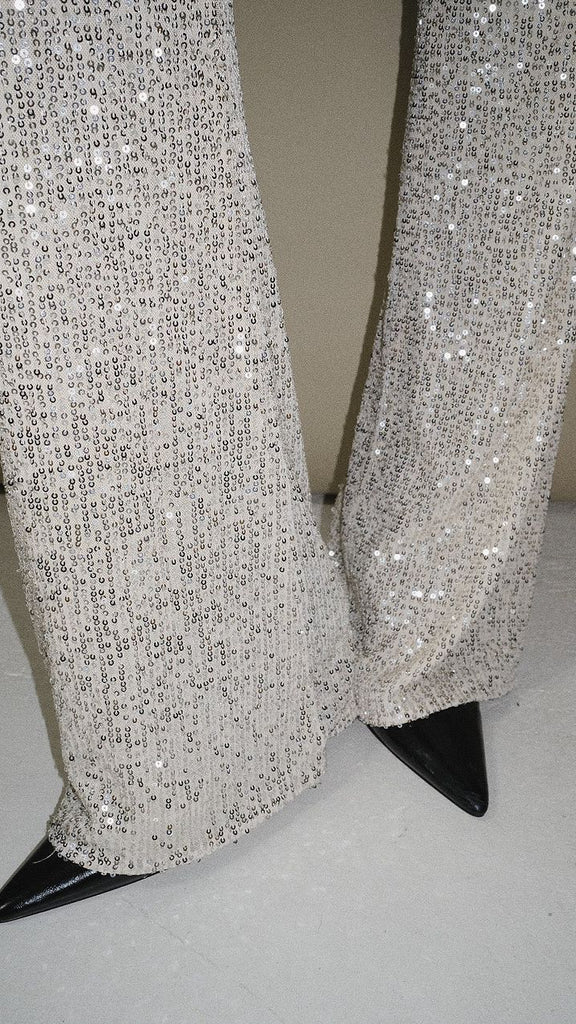 A2762 Beige Sequin Trousers
