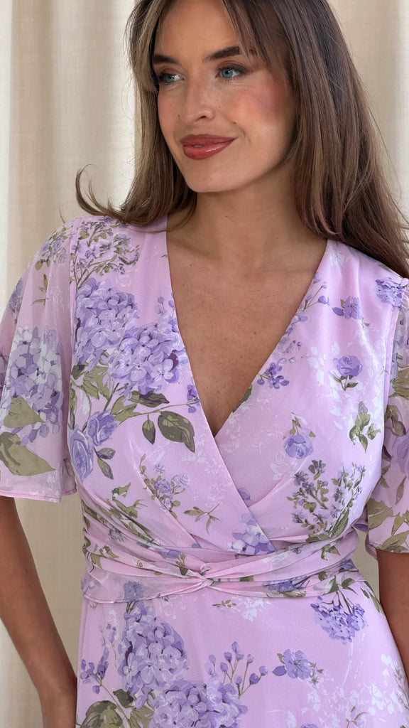 A2935 Daisy Lilac Floral Midi Dress