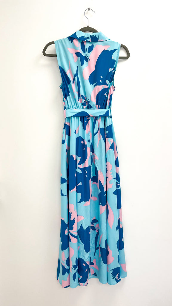 A1608 Blue Whoopi Print Flare Dress