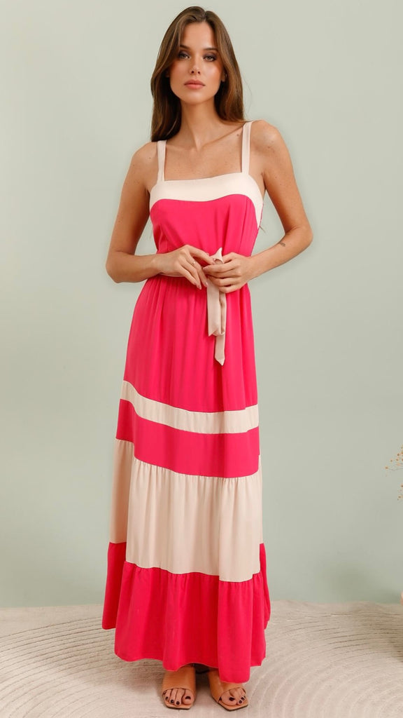 4-A2484 Nataila Flounce Maxi Dress