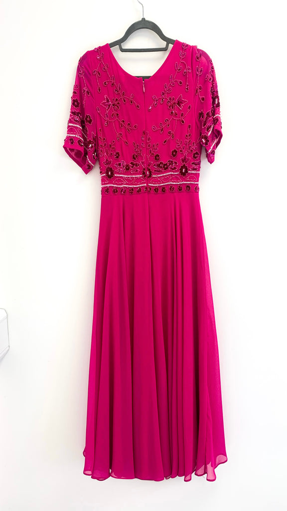4-A2233 Libra Pink Embellished Flare Dress