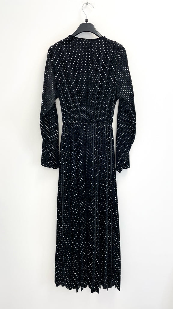 A2669 Black Sparkle Velvet Pleat Dress