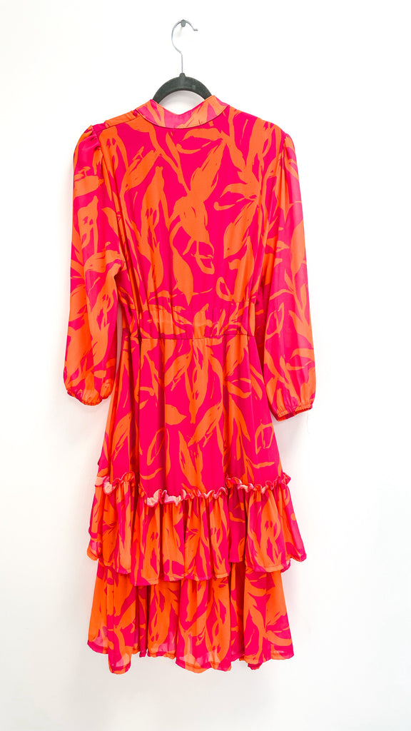 1-A1560 Orange Print Latina Flounce Dress