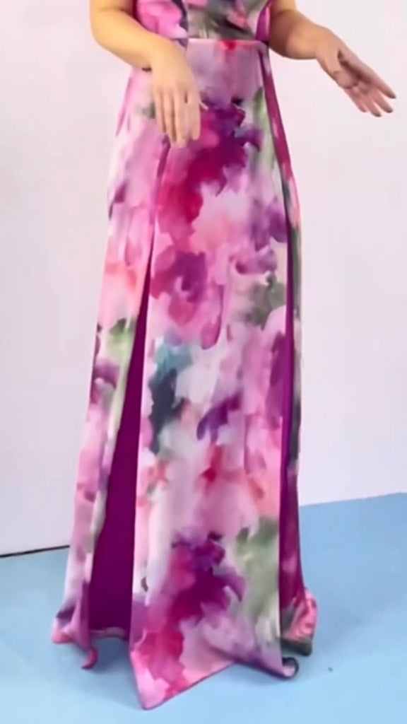 A2890 Farah Orchid Floral Maxi Dress