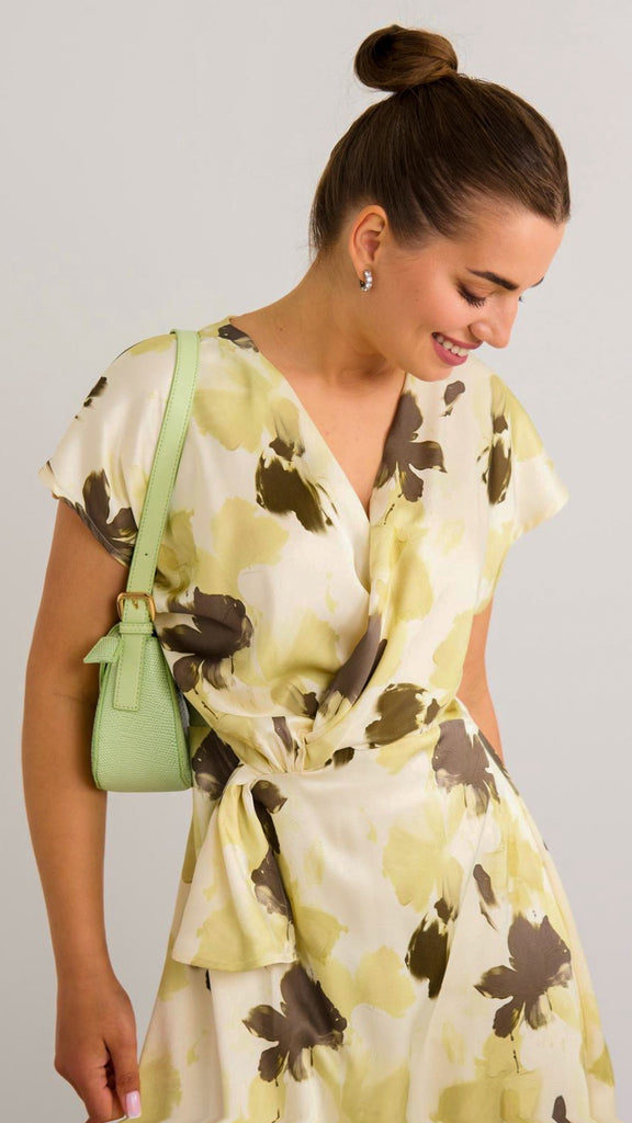 4-A2456 Elli Beige & Khaki Midi Dress