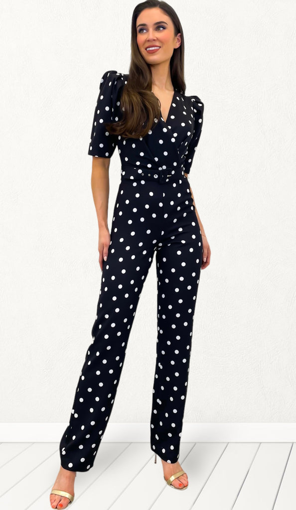 4-A0603 Mono Polka Dot Jumpsuit
