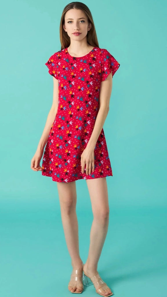 4-A0542 - (SIZES 10,12,14) - Alondra Red Swallow Dress