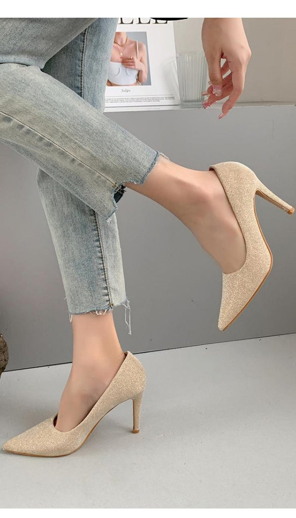 4-9977 Vivi Gold Shimmer Heels