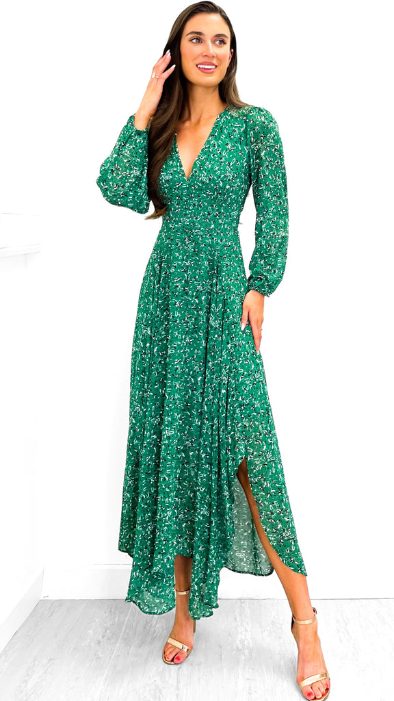 4-9829 Isla Green Hi Lo Designer Vibe Dress