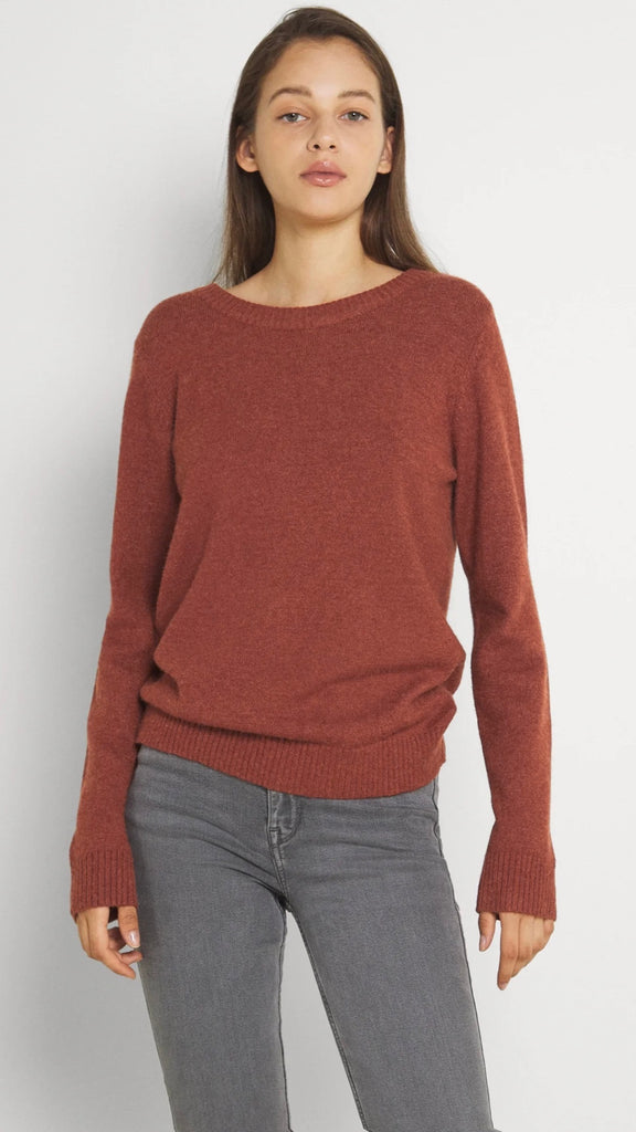 4-A0347 Viril Round Neck Knit Brick Melange