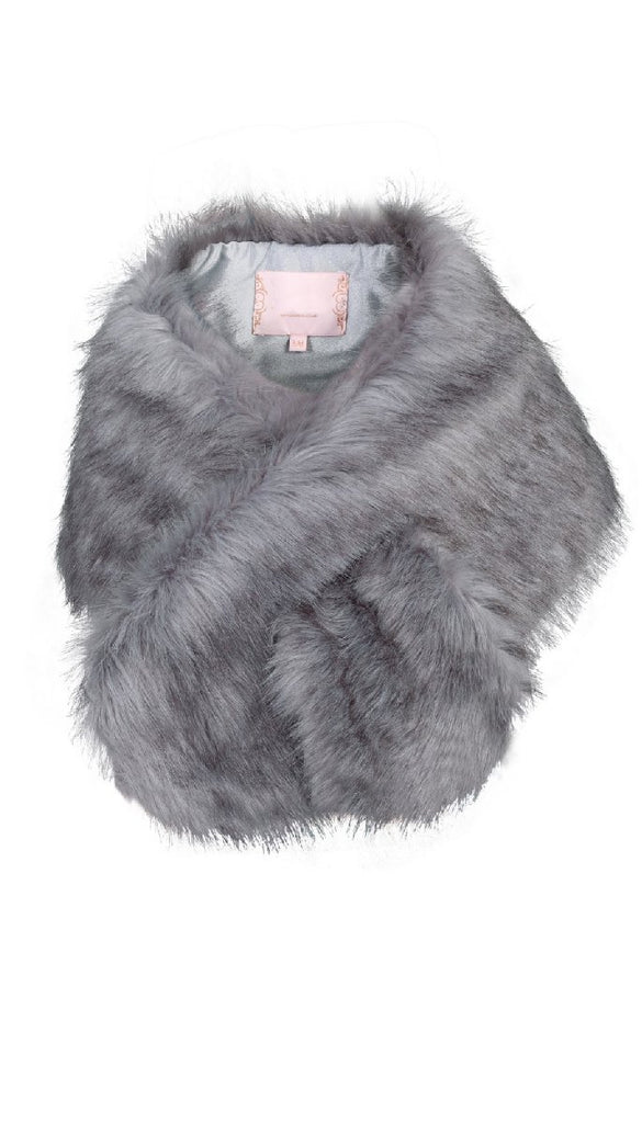 8766EE Grey Fur Wrap