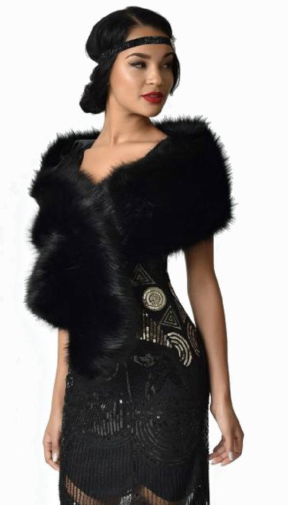 8766DD Black Fur Wrap