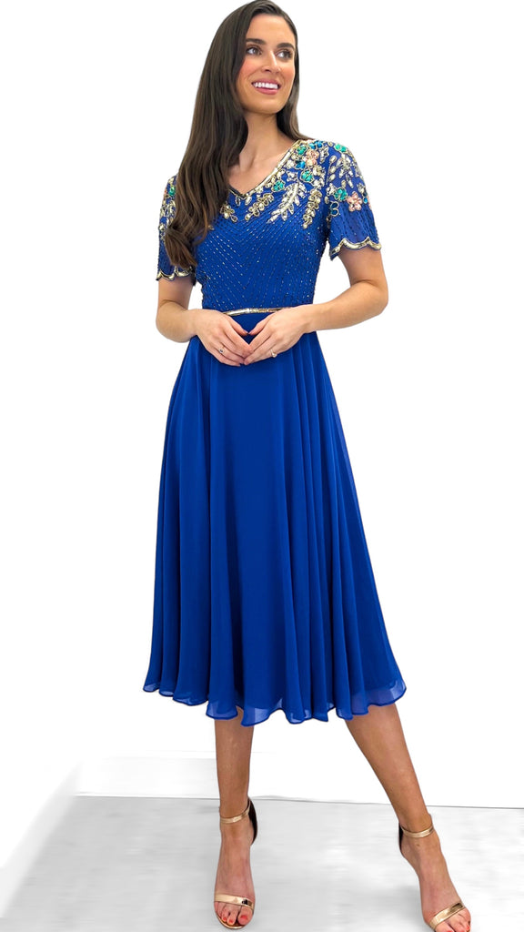 A3090 Royal Embellished Flare Dress