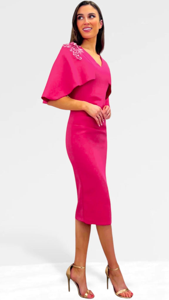 1-A0734 Ciluna Pink Cape Dress