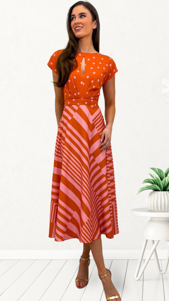 4-A0597(B) Nevada Polka Flare Dress