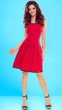 A1404 Red Lace Trim Flare Dress