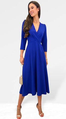 A0934 Blue/White Print Loose Top Dress