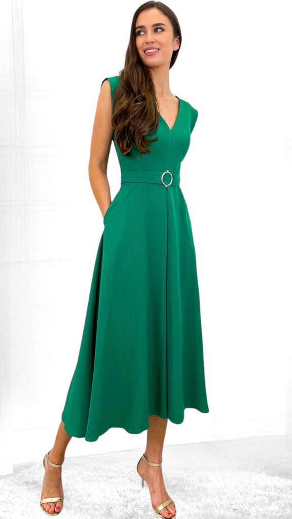 4-A0956 Green Gillian Flare Dress