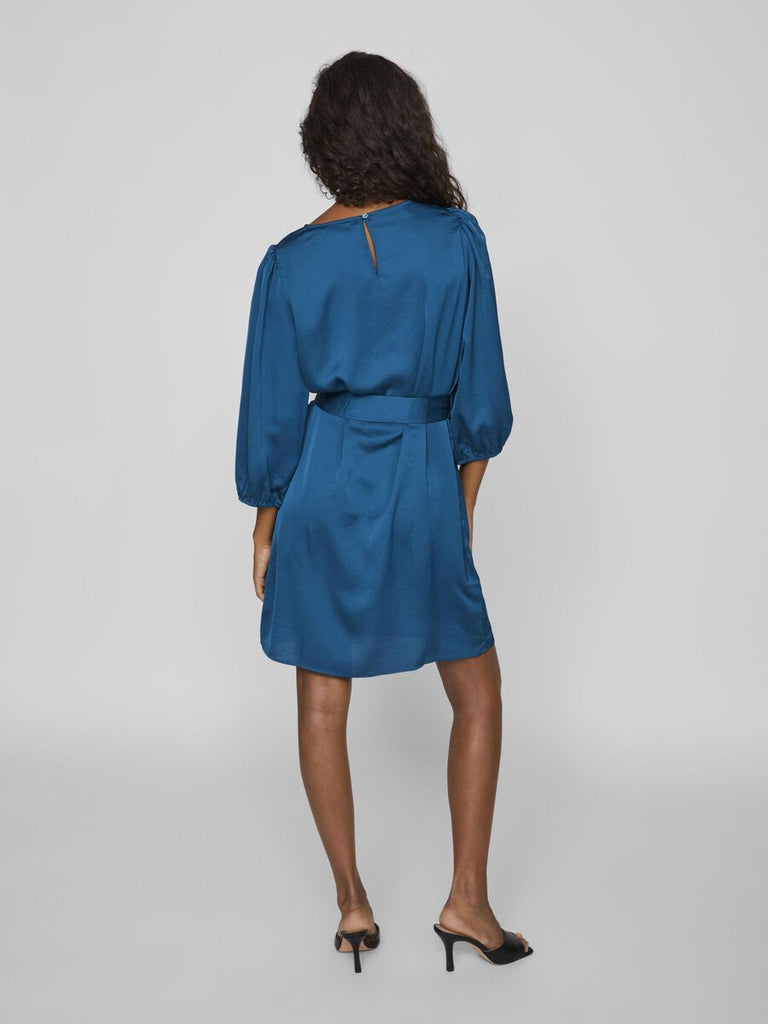 A0997 Moroccan Teal Satin Dress