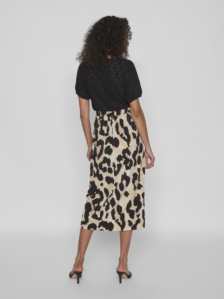 A1203 Vibelina Black/Leo Midi Skirt