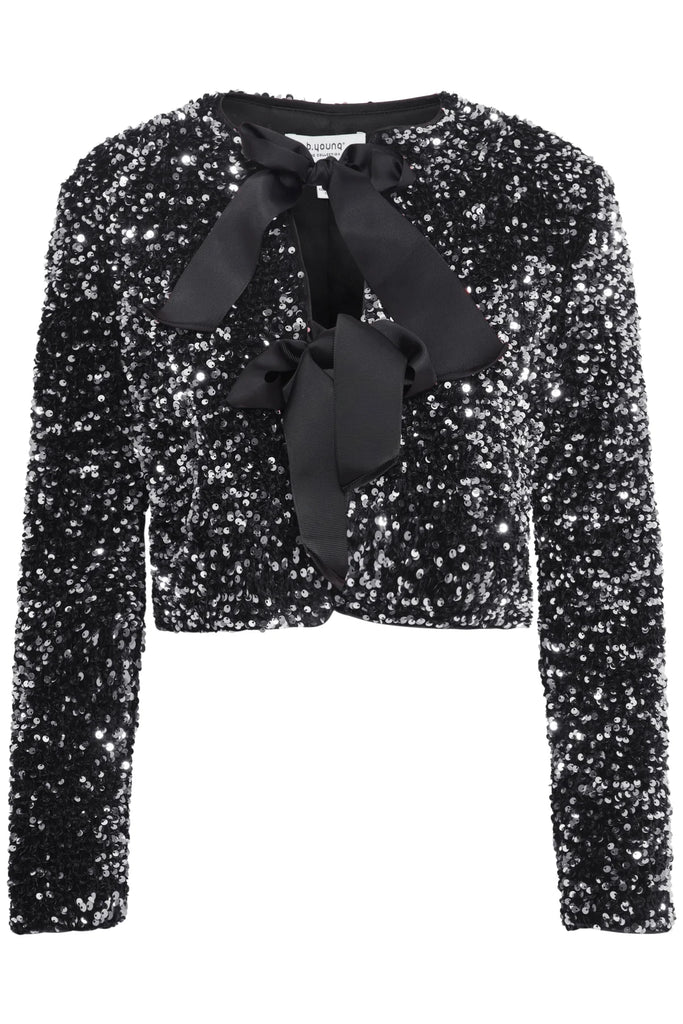 4-A1985 Paillet Silver Sequin Bow Jacket