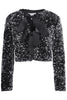 4-A1985 Paillet Silver Sequin Bow Jacket