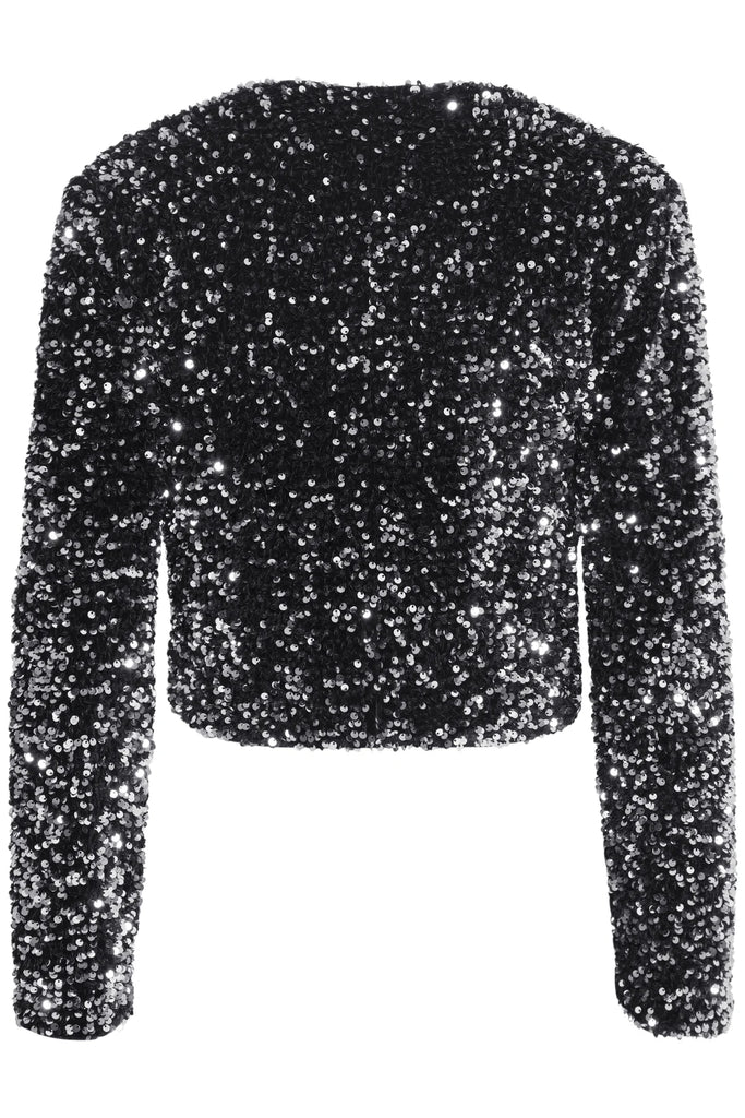 4-A1985 Paillet Silver Sequin Bow Jacket