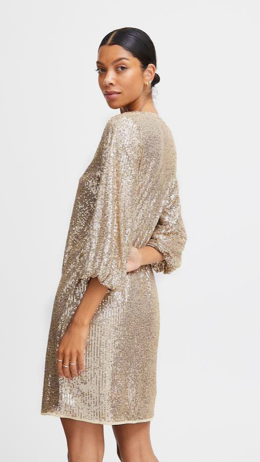A1178 Bysolia Gold Sequin Dress