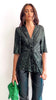 4-A1948JJ Green Sequin Faux Wrap Top